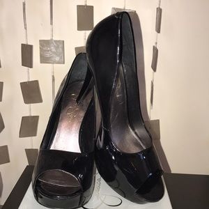 Black open toe heel